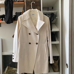 DKNY Cream Off White Peacoat Overcoat sz 14. Large